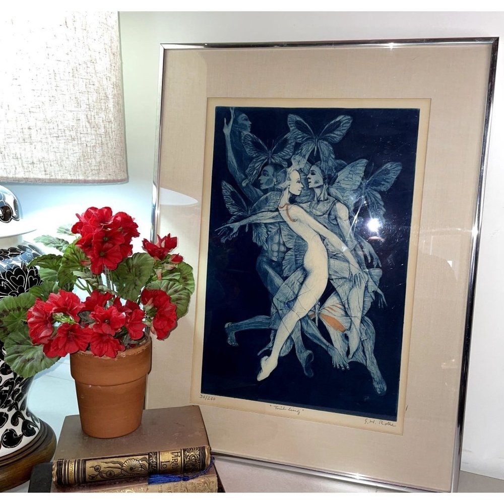 Vintage G.H. Rothe Fruehling 1974 Mezzotint Print Limited Edition 36/260 Signed